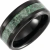 Black Tungsten Ring with Imitation Meteorite Inlay (W)