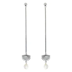 Boh Runga | Fan Tail | Fresh Water Pearl | Drop Earrings