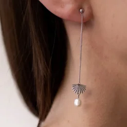 Boh Runga | Fan Tail | Fresh Water Pearl | Drop Earrings
