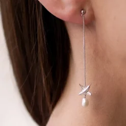 Boh Runga | Feather Kiss | Fresh Water Pearl | Drop Earrings