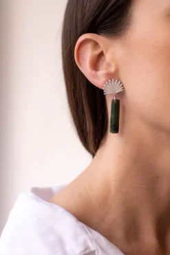 Boh Runga | Silver | Pounamu Piwakawaka Drop Earrings