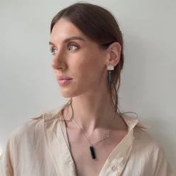 Boh Runga | Silver | Pounamu Piwakawaka Drop Earrings