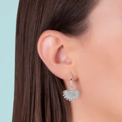 Boh Runga Fan Tail Midi Huggie Earrings Silver