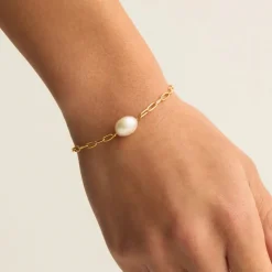 By Charlotte | Breathe Pearl | 18k Gold Vermeil | Bracelet | 18cm