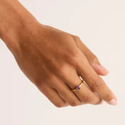 By Charlotte | Kindred | 18k Gold Vermeil | Birthstone | February | Ring | Size P