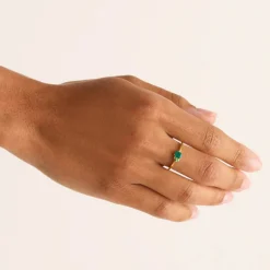 By Charlotte | Kindred | 18k Gold Vermeil | Birthstone | May | Ring | Size N