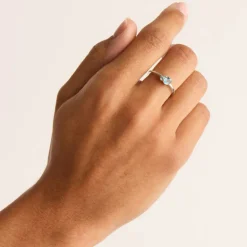 By Charlotte | Kindred | March | Birthstone | Silver | Ring | Size N