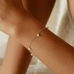 By Charlotte | Peace Lover | 14k Yellow Gold | Fresh Water Pearl | Bracelet