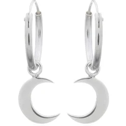 Celesti 'Apollo' Moon Hoop Earrings | Silver