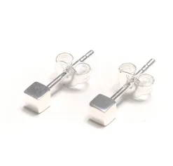 Celesti 'Fortify' Cube Stud Earrings | Silver