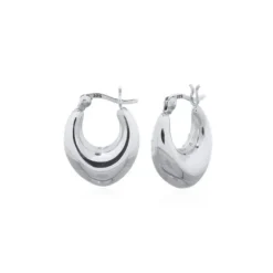 Celesti 'Solace' Oval Hoop Earrings | Silver
