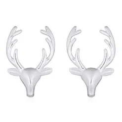 Celesti Sterling Silver 'Stag Head' Earrings | Silver