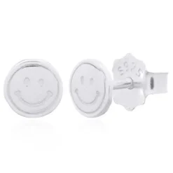 Charlie & Rose 'Happy' Smiley Face Earrings | Silver