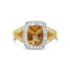 9ct Bitone 1.90ct Citrine & 0.43ct Diam Ring | Size M