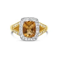 9ct Bitone 1.90ct Citrine & 0.43ct Diam Ring | Size M