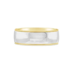9ct Bitone Gold Faceted Wedding Ring