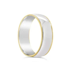 9ct Bitone Gold Faceted Wedding Ring