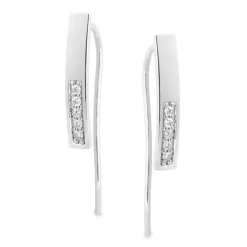 9ct White Gold Diamond Bar Earrings