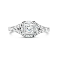 18ct White Gold Diamond Halo Ring