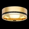 9ct Yellow Gold & Off Centre Black Black Zirconium Band (W)