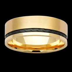 9ct Yellow Gold & Off Centre Black Black Zirconium Band (W)