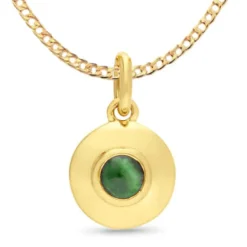 9ct Yellow Gold Emerald Disc Pendant