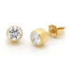 9ct Yellow Gold 4mm Bezel Set CZ Stud Earrings