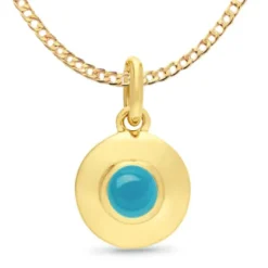 9ct Yellow Gold Turquoise Disc Pendant