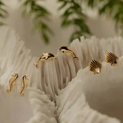 Evolve | Mini Dolphin | Yellow Gold | Stud Earrings