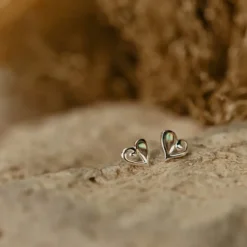 Evolve | Mini Paua Heart | Silver | Stud Earrings