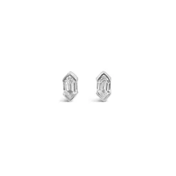 Grace 'Light' Octagonal Stud Earrings | Silver CZ RH