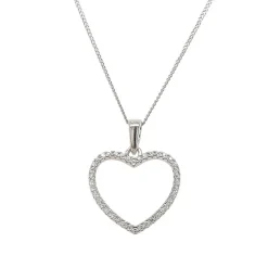 Grace 'Love' Floating Heart Necklace | Silver CZ RH