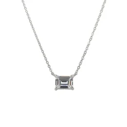Grace Silver CZ 'Azure' Elegance Emerald-Cut 45cm Necklace