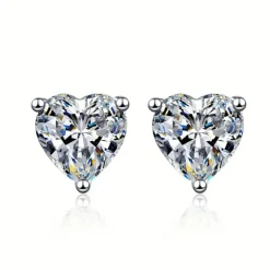 Grace 'Simplicity' 3mm Heart Stud Earrings | Silver CZ RH