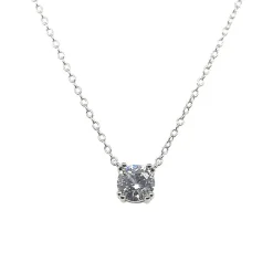Grace 'Simplicity' Solitaire Necklace | Silver CZ RH