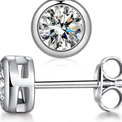 Grace 'Stability' 5mm Bezel Stud Earrings | Silver CZ RH