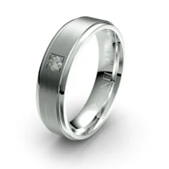Infinity Titanium & 9ct White Gold Diamond Wedding Band (U)