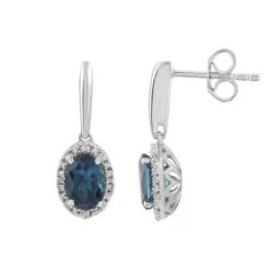9k Blue Topaz & Diamond Earrings