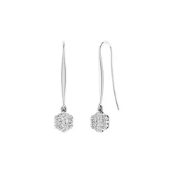 9k Diamond Cluster Hook Earrings