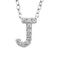 9k Diamond 'J' Initial Necklace