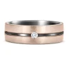 9K Rose Gold, Tantalum & Diamond Wedding Band (V)