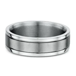 9K White Gold & Titanium Wedding Band (V)