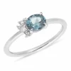 9k White Gold Aquamarine & Diamond Ring (O)