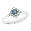 9k White Gold Aquamarine + Diamond Ring