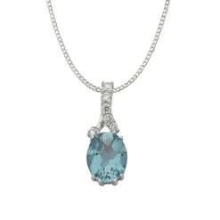 9k White Gold Blue Topaz & Diamond Necklace