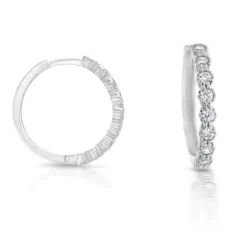 9k White Gold CZ Square Huggie Earrings
