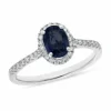 9k White Gold Oval Sapphire + Diamond Ring