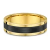 9K Yellow Gold & Carbon Fibre Wedding Band (V)