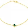 9k Yellow Gold 3 Malachite Petal Bracelet