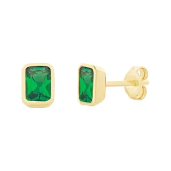 9k Yellow Gold Biron Emerald Stud Earrings